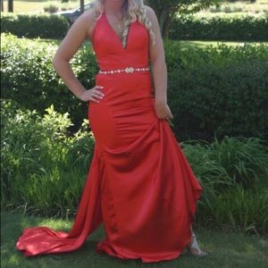 Red prom or formal dress